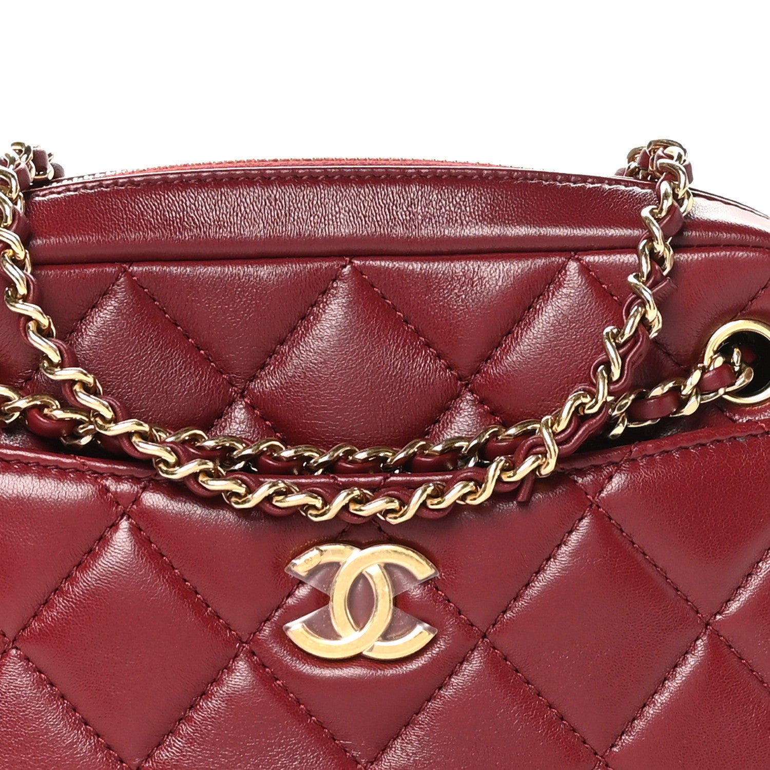 Chanel Shiny Lambskin Quilted Mini Camera Case Burgundy 1619955