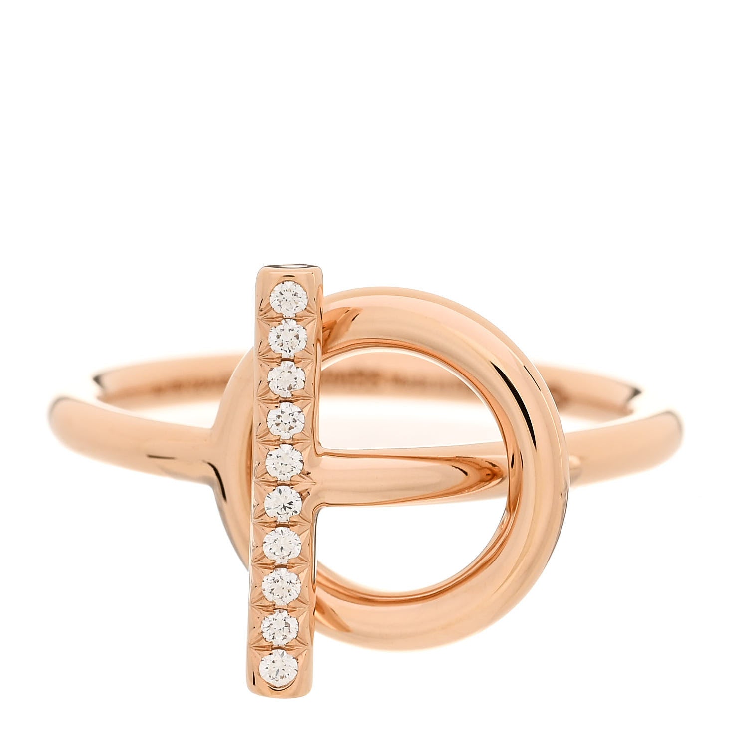 Hermes 18K Rose Gold Diamond PM Echappee Ring 56 7.5 1 of 6