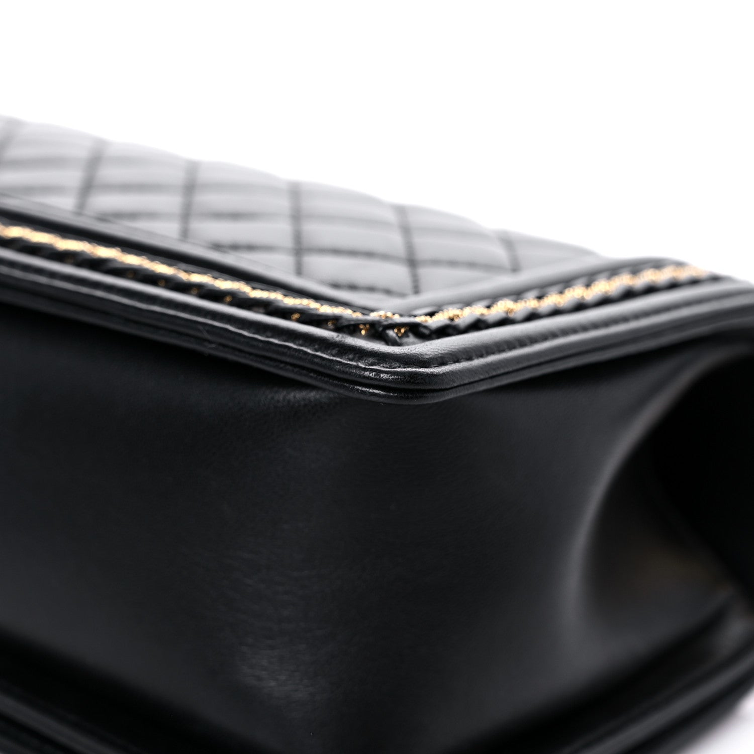 Chanel Lambskin Quilted Medium Chain Detail Boy Flap Black 7 of 13