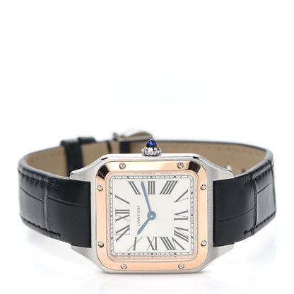 Cartier Stainless Steel 18K Pink Gold Alligator 27.5mm Santos Dumont Quartz Watch 2 of 5