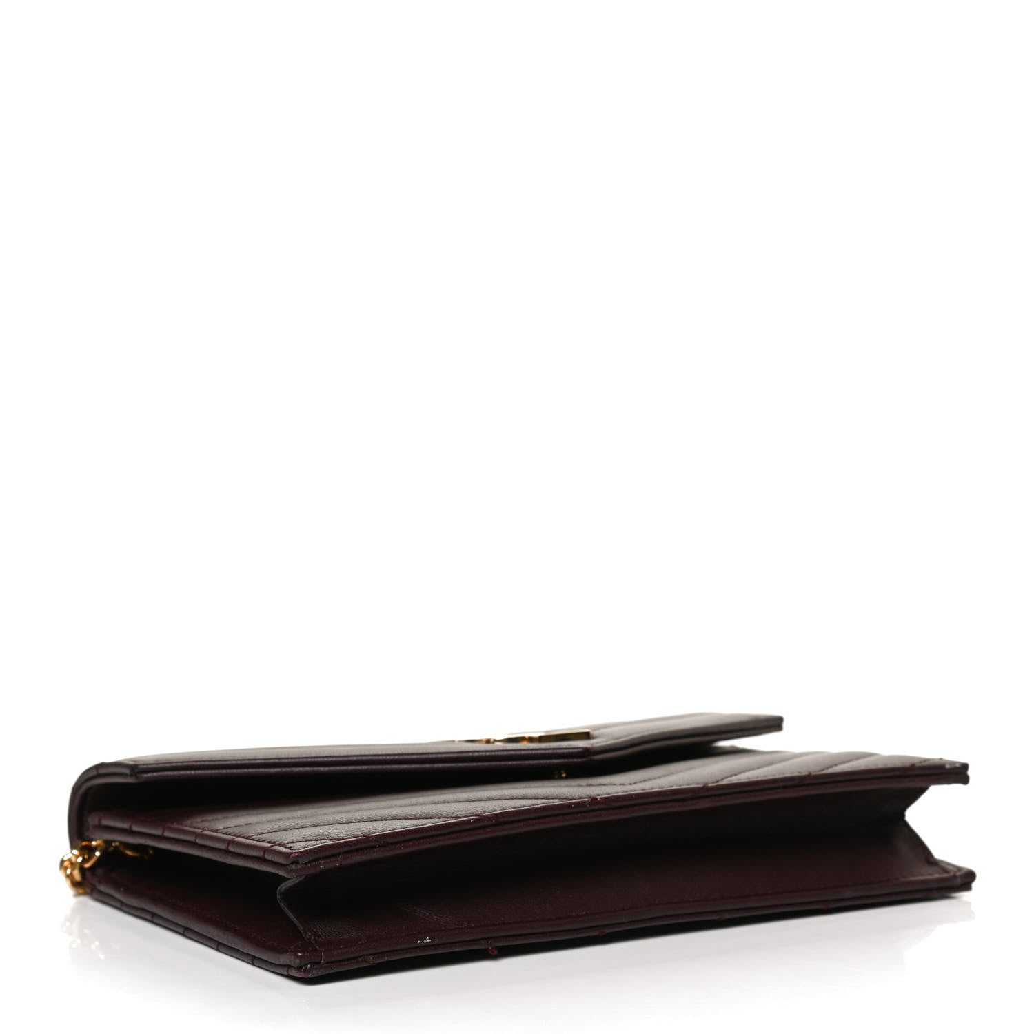 Saint Laurent Nappa Matelasse Chevron Monogram Chain Wallet Amaranto 4 of 10