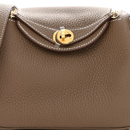 Hermes Taurillon Clemence Mini Lindy 20 Etoupe 8 of 11