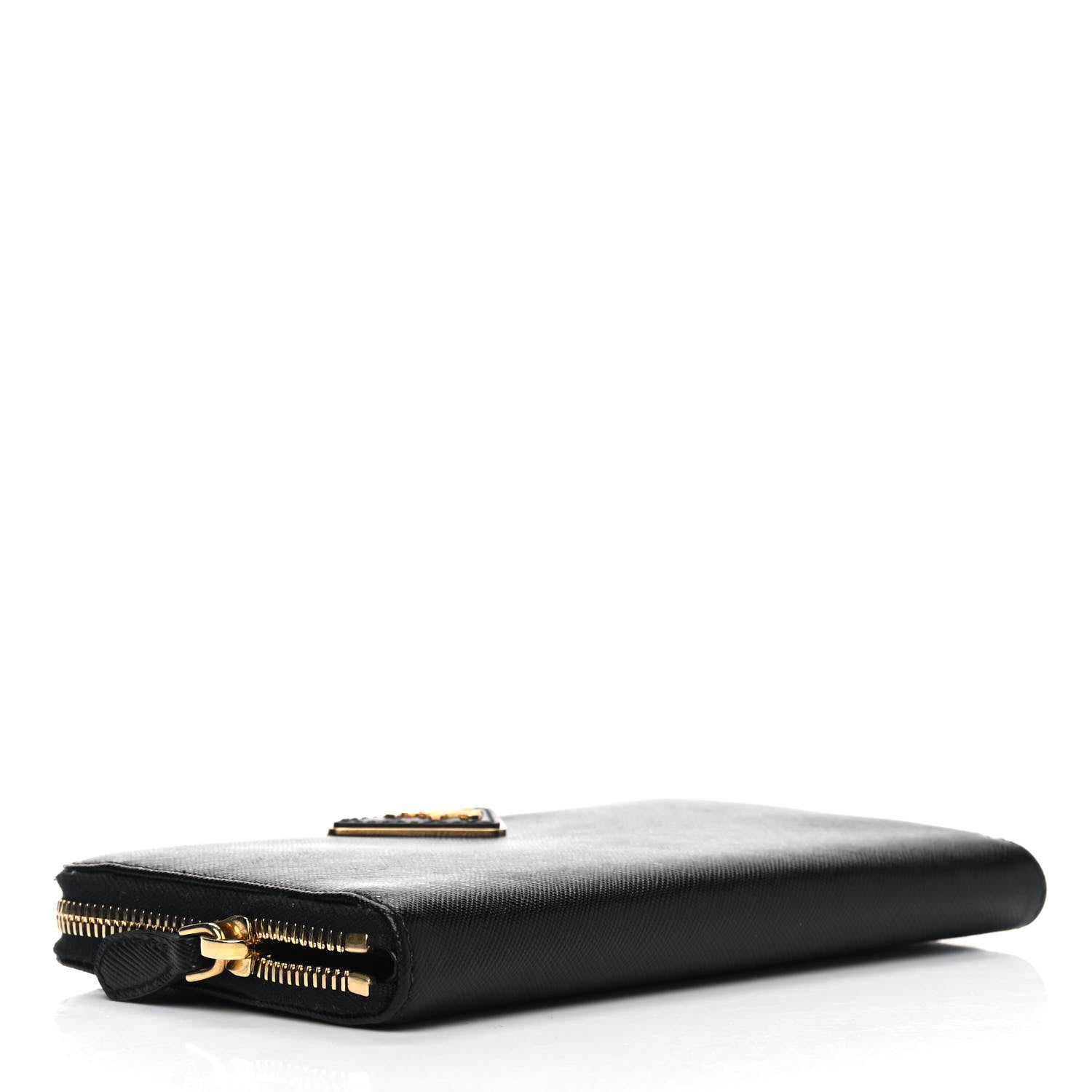 Prada Saffiano Triangle Zip Around Wallet Black 3 of 4