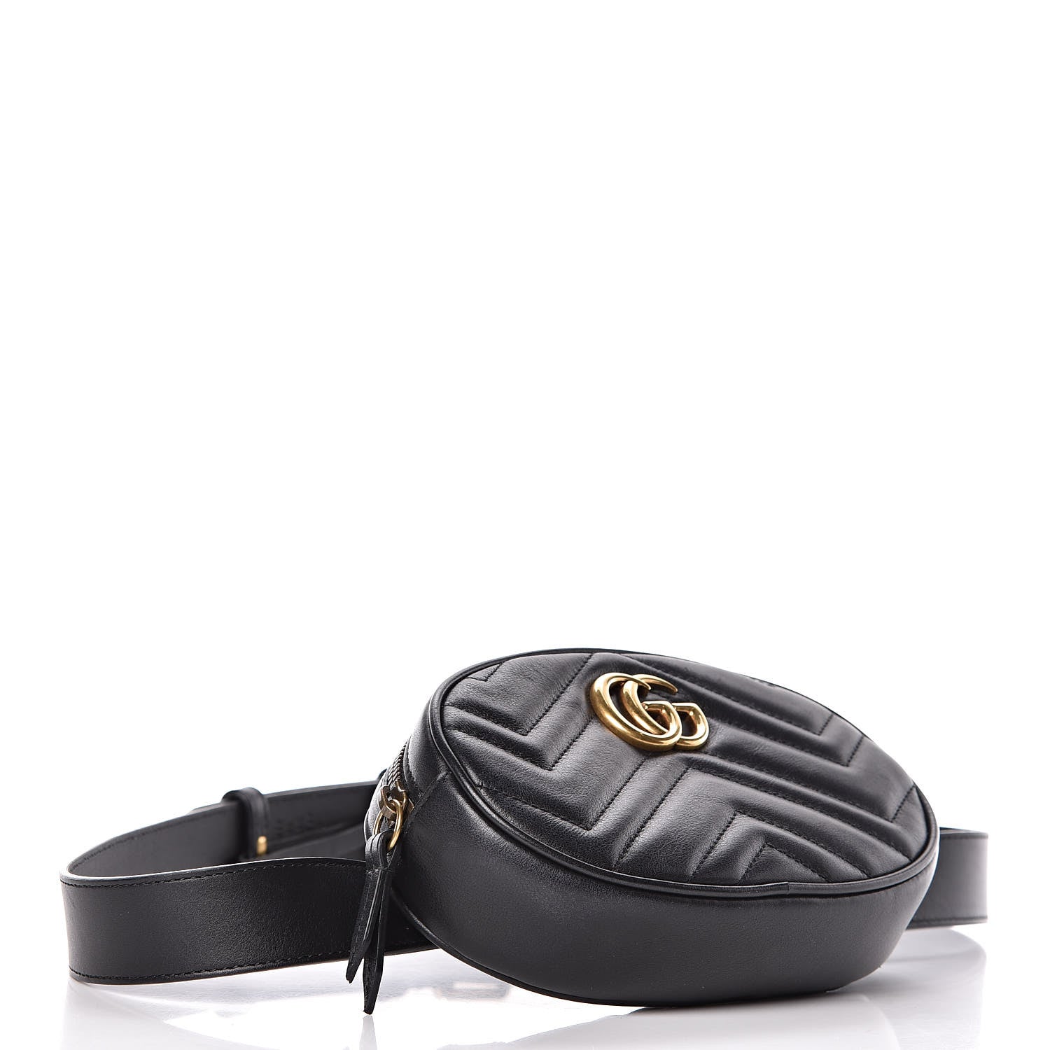 Gucci Calfskin Matelasse GG Marmont Belt Bag 85 34 Black 4 of 10