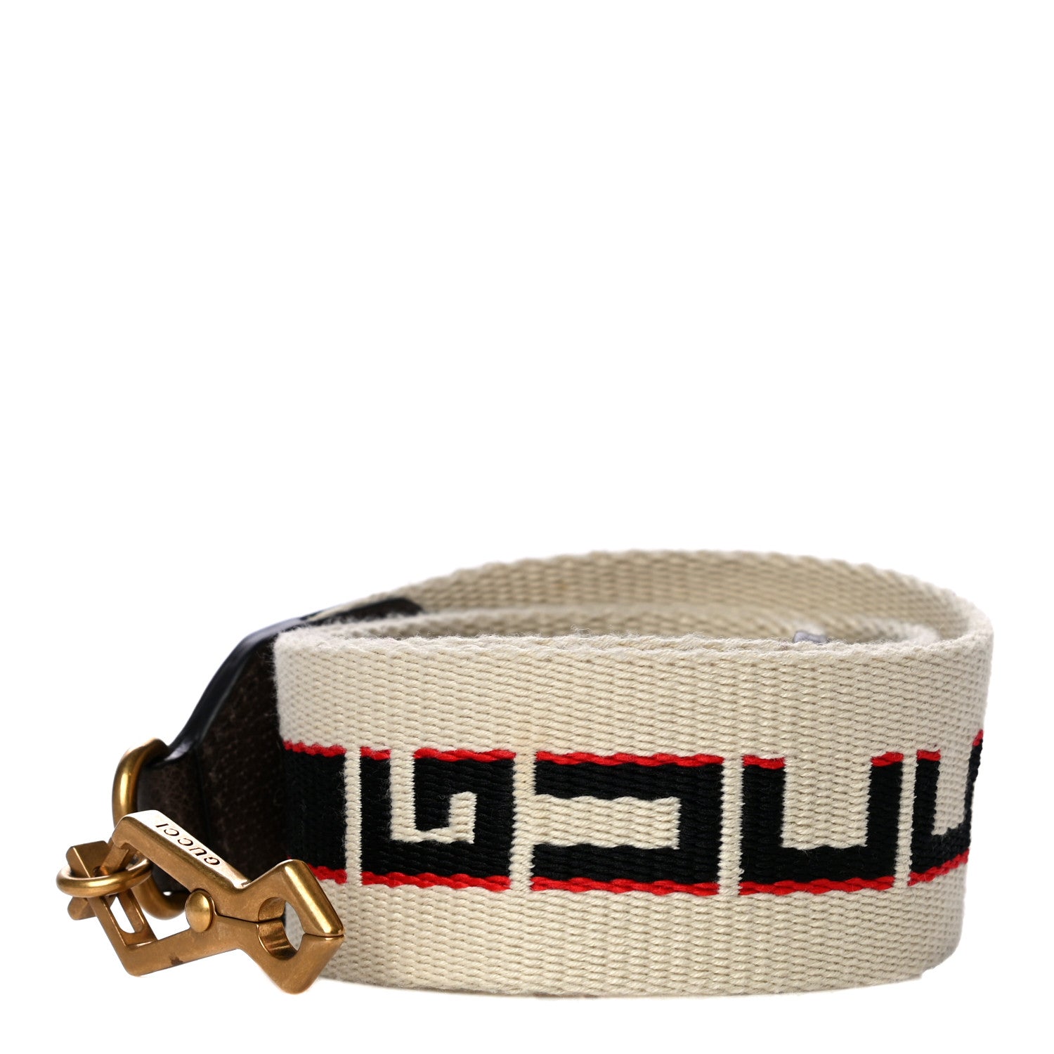 Gucci Canvas Shoulder Strap Beige Black Red 1 of 10