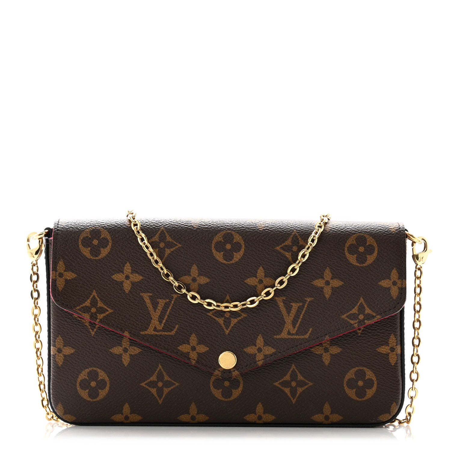 Louis Vuitton Monogram Pochette Felicie Chain Wallet Fuchsia 1 of 11