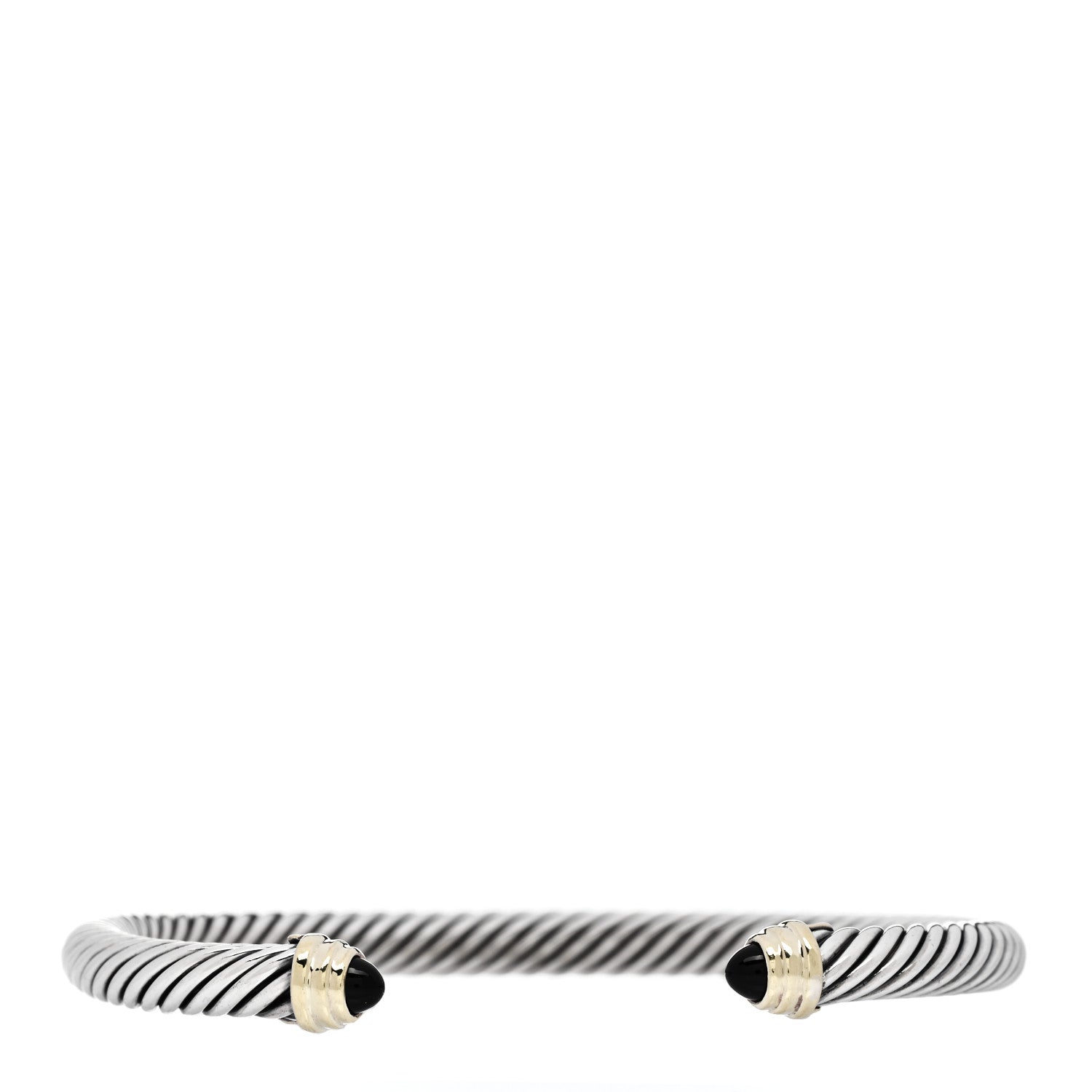 David Yurman Sterling Silver 14K Yellow Gold Black Onyx 5mm Cable Classics Petite Color Bracelet 1 of 3