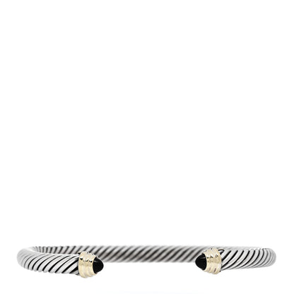 David Yurman Sterling Silver 14K Yellow Gold Black Onyx 5mm Cable Classics Petite Color Bracelet 1 of 3
