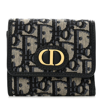 Christian Dior Oblique 30 Montaigne Lotus Wallet Blue 1 of 7