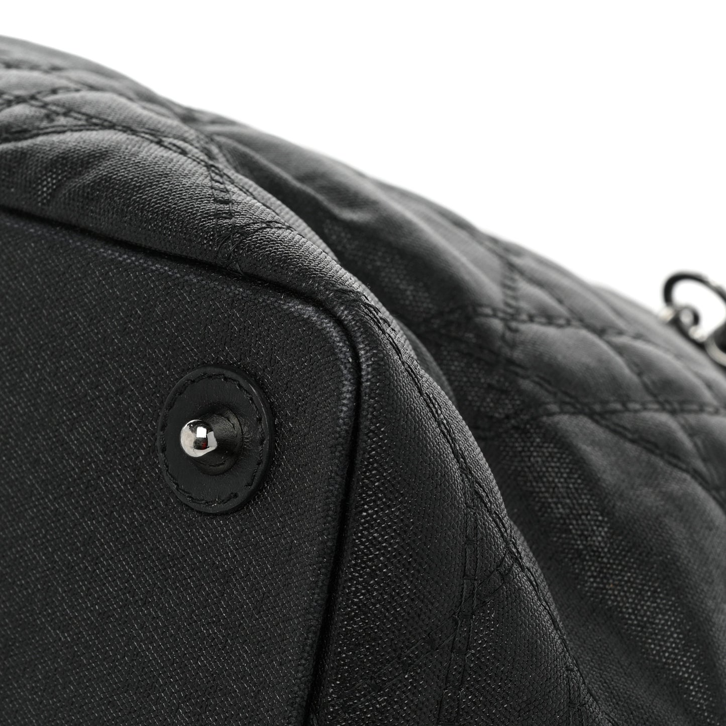 Coated Canvas Cannage Large Panarea Wood Tote Black