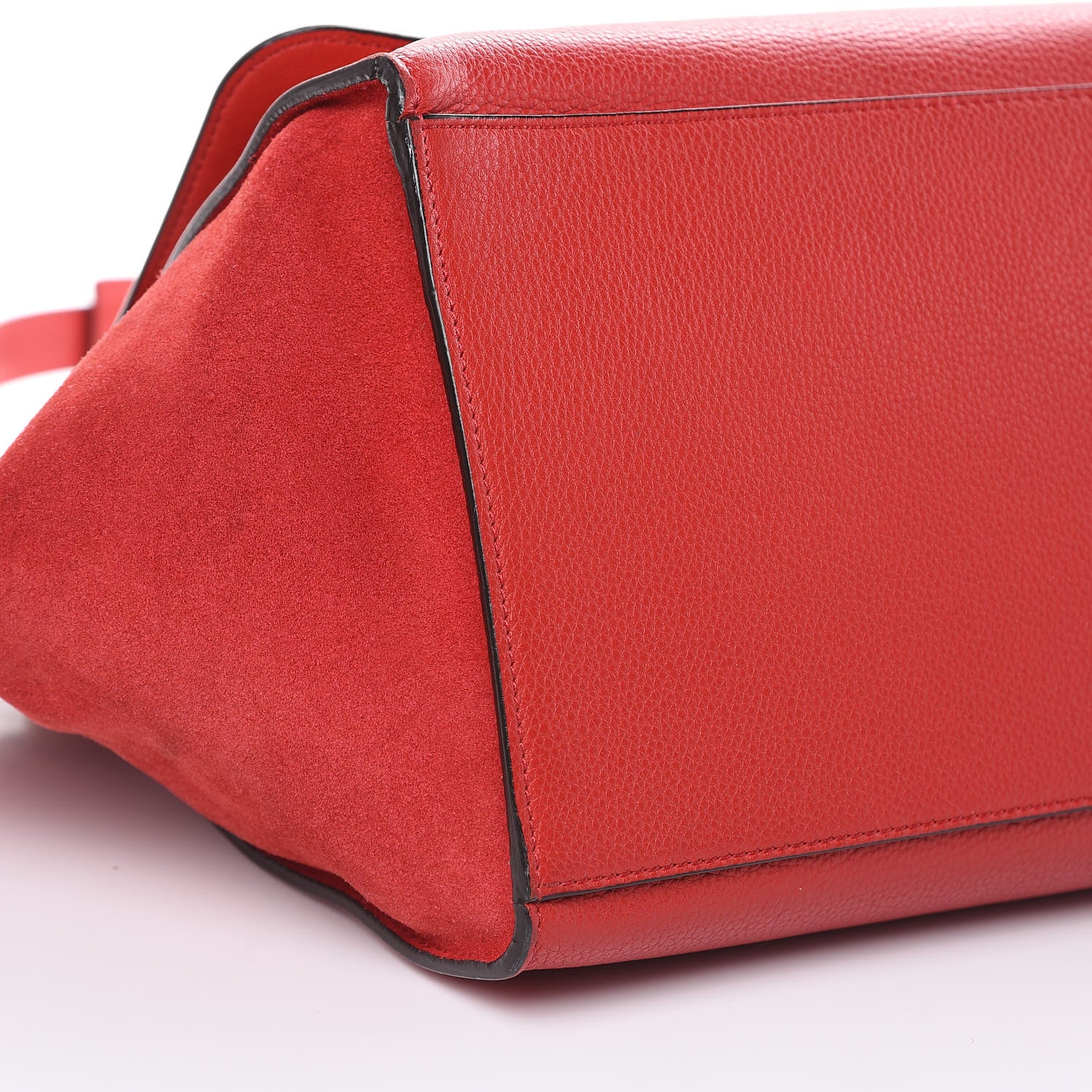 Celine Drummed Calfskin Suede Medium Trapeze Coquelicot 6 of 17