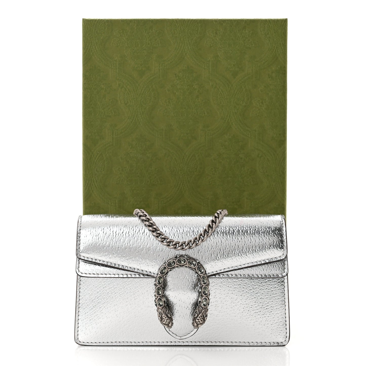Metallic Calfskin Super Mini Dionysus Shoulder Bag Silver