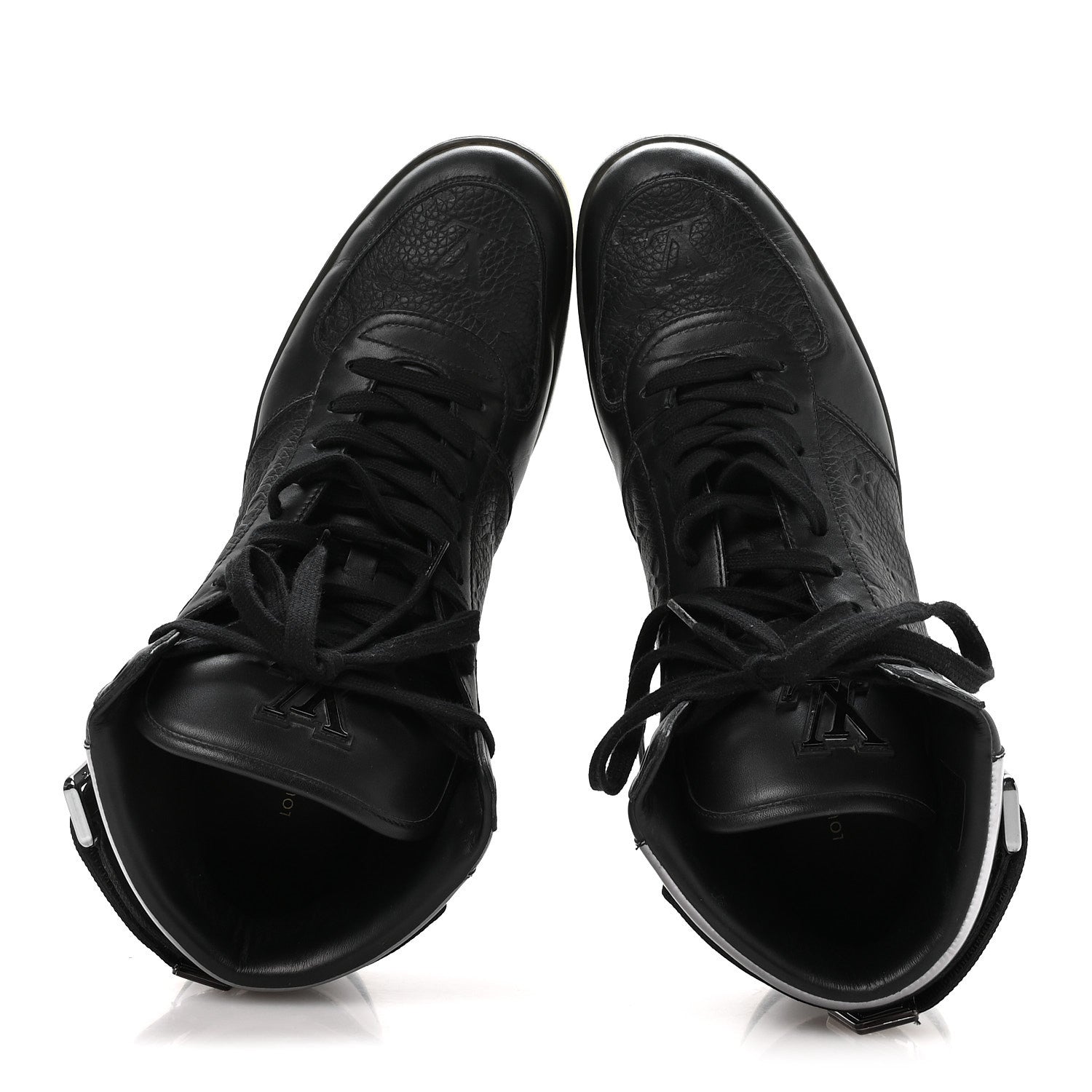 Louis Vuitton Calfskin Embossed Monogram Rivoli High Top Sneakers 11 Black Silver 2 of 8