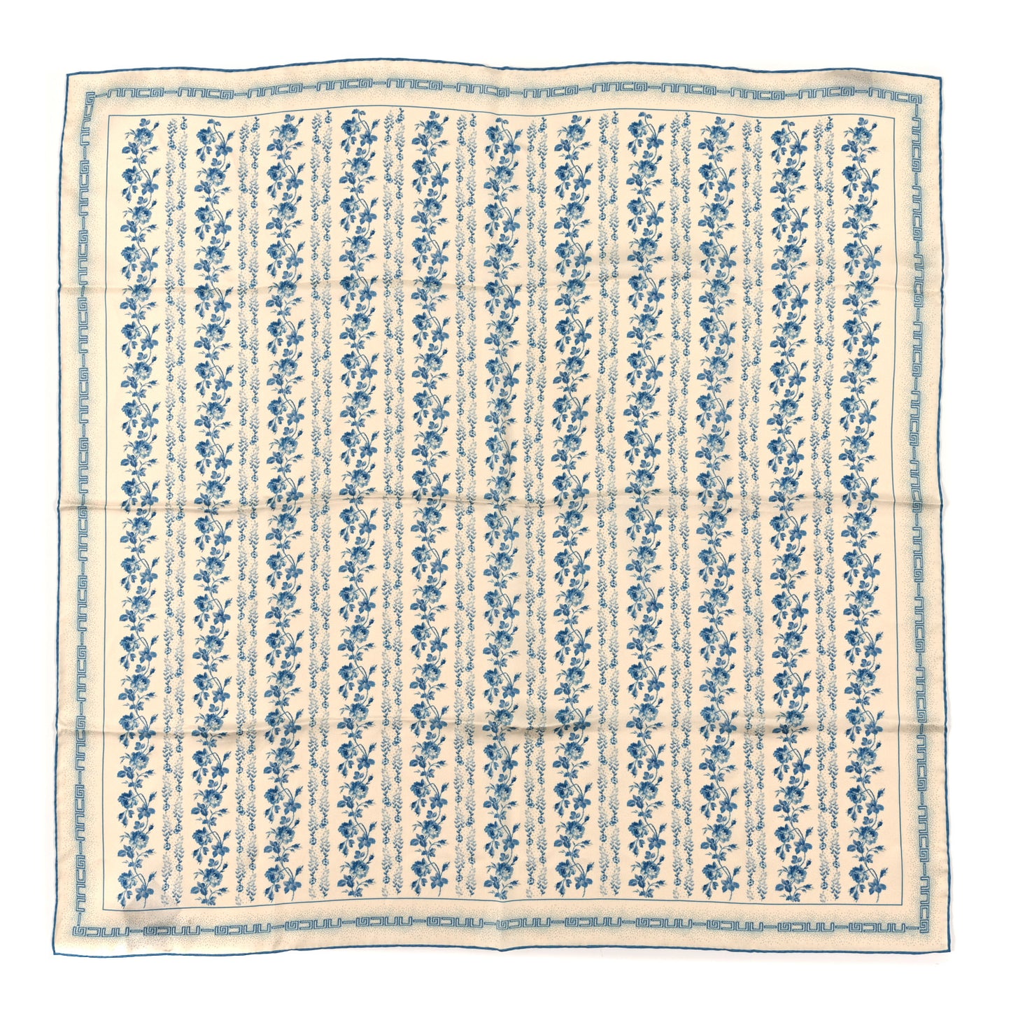 Silk Buds Square Scarf Blue White