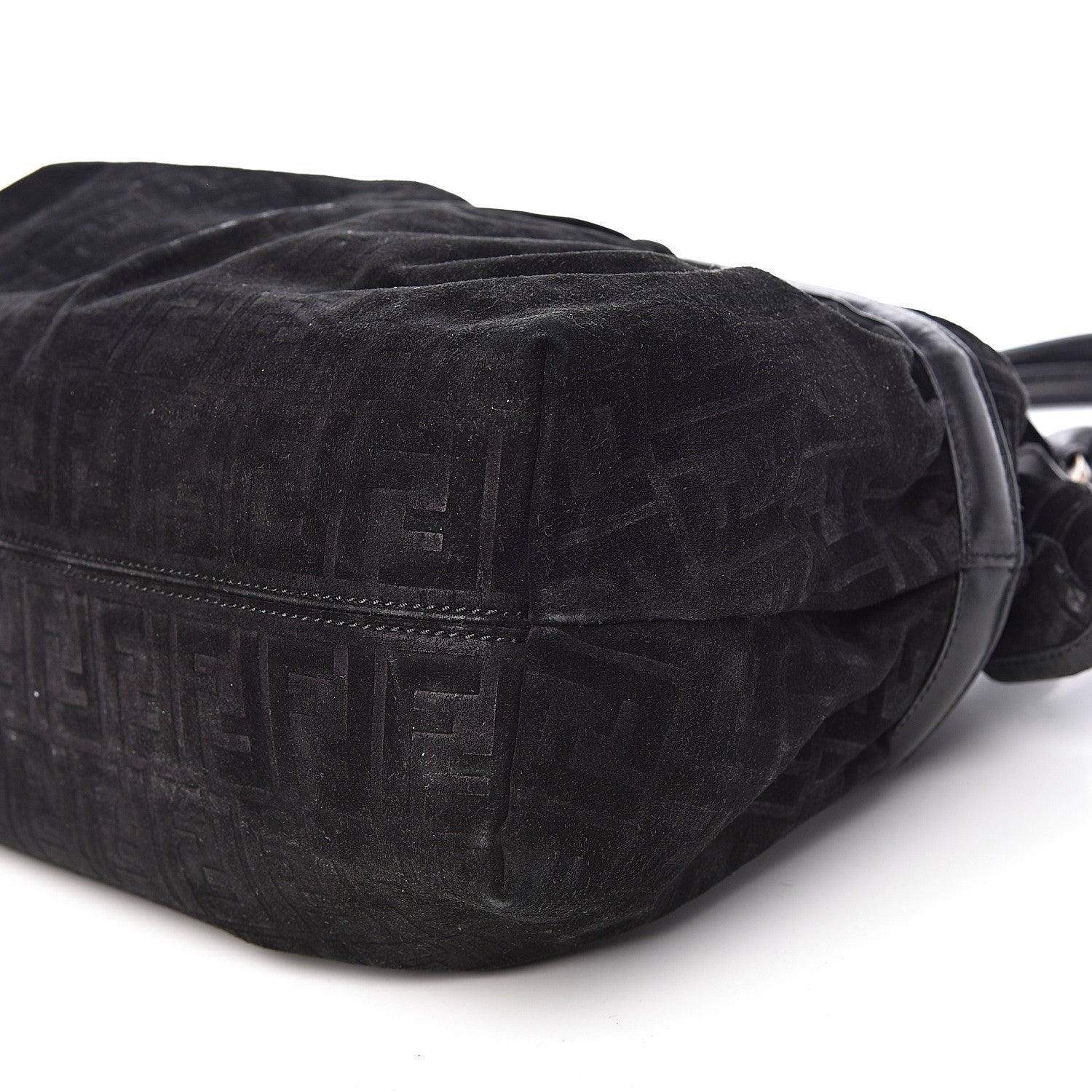Fendi Suede Vitello Zucca Embossed Large Chef Shopper Tote Black 9 of 13