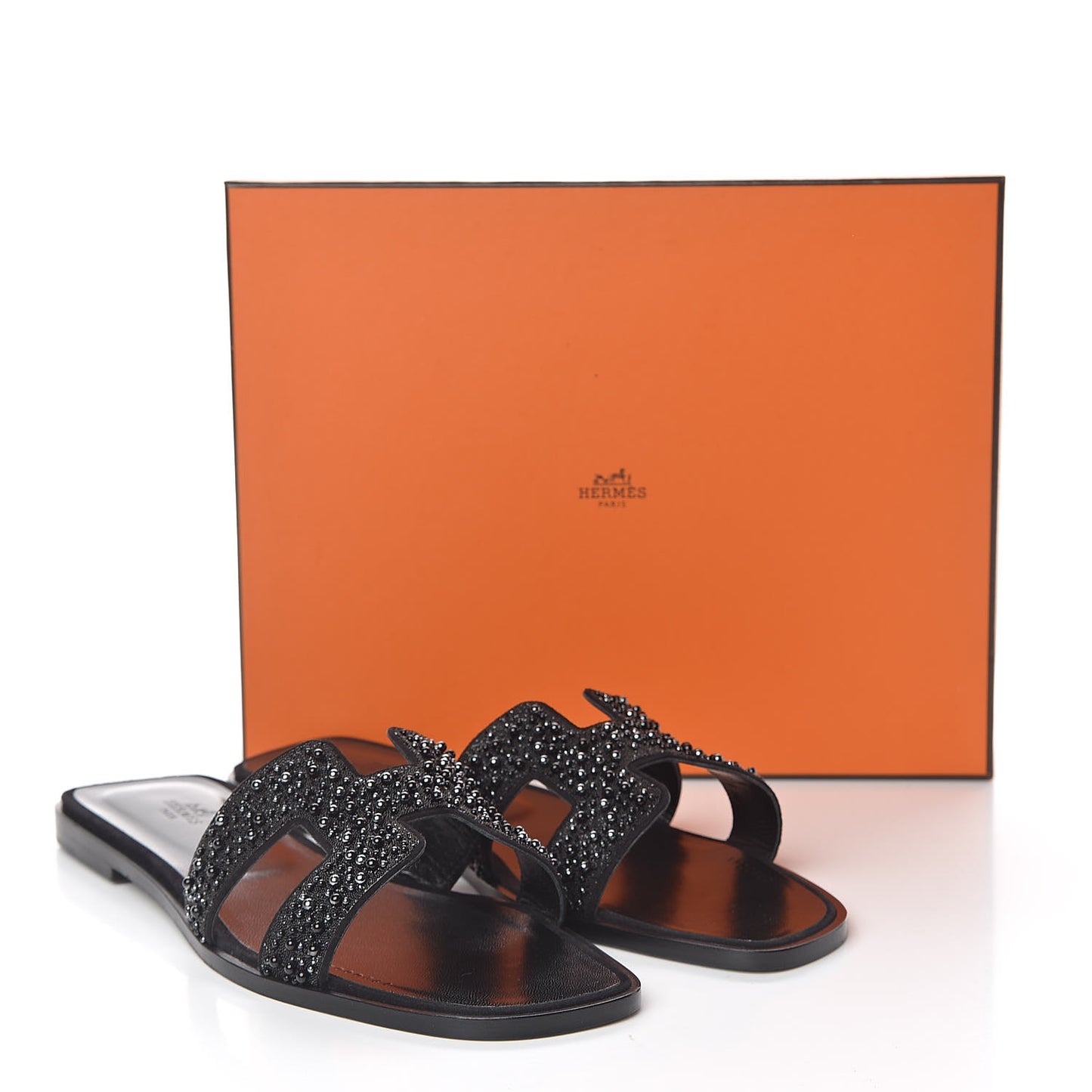 Goatskin Crystal Oran Sandals 42 Black