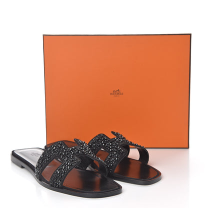 Hermes Goatskin Crystal Oran Sandals 42 Black 11 of 11