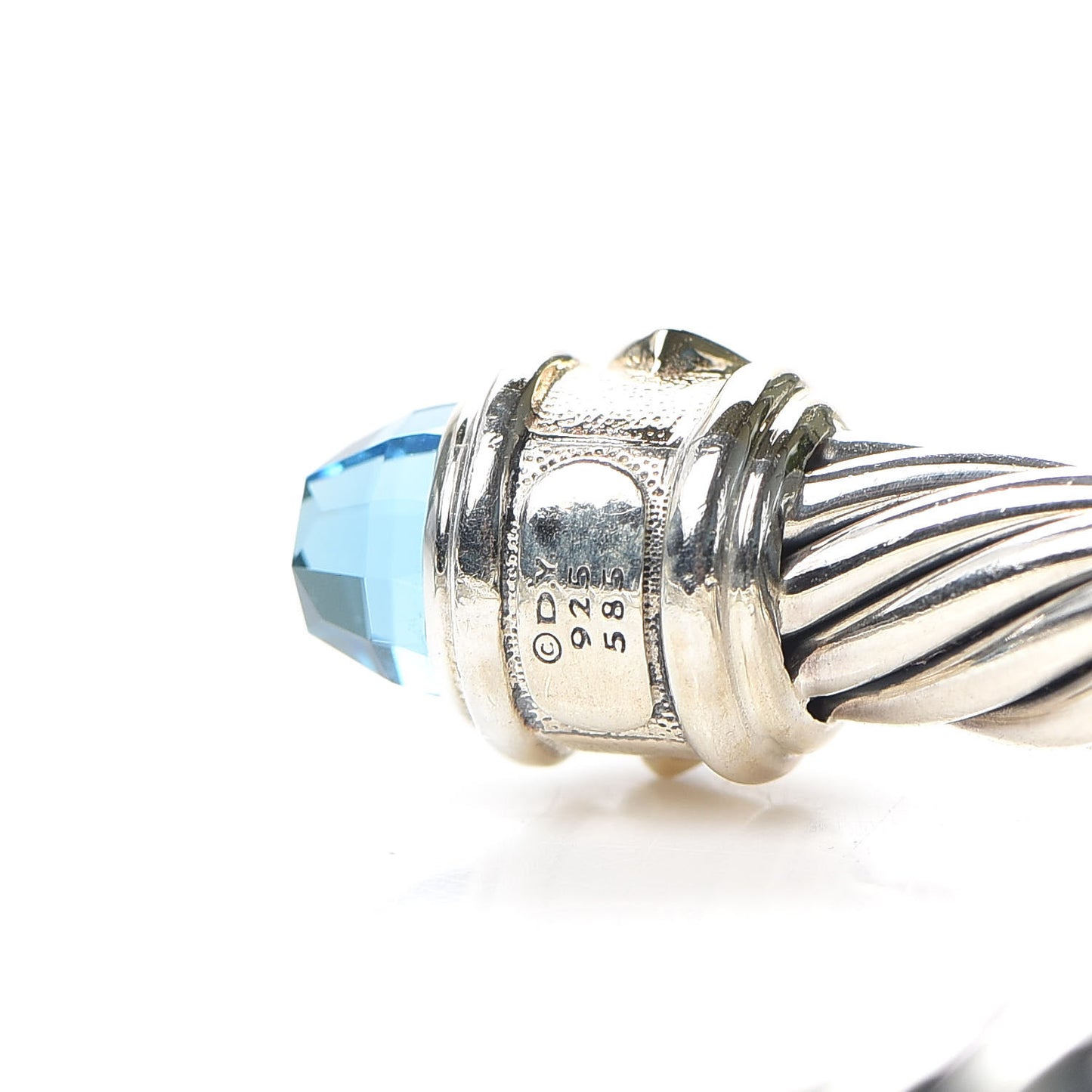 Sterling Silver 14K White Gold Topaz Hampton Blue Topaz Iolite 7mm Cable Renaissance Bracelet