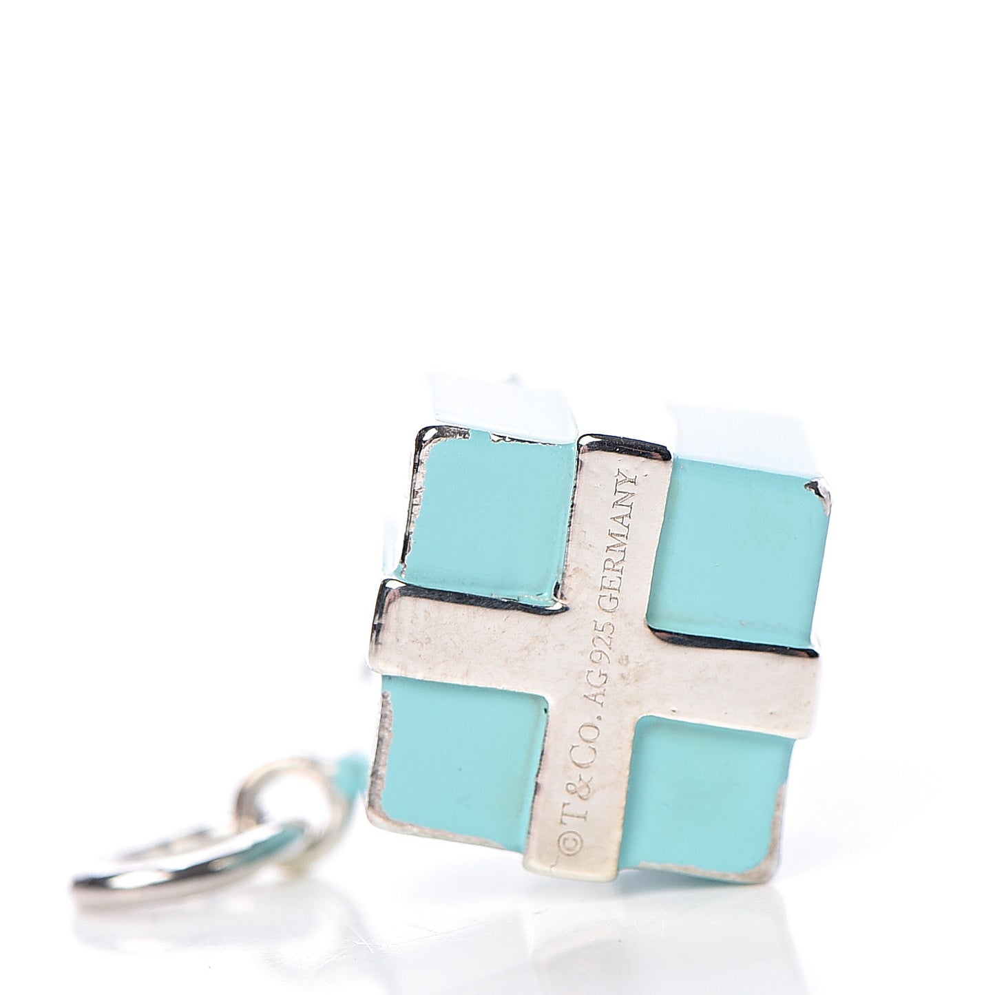 Sterling Silver Enamel Gift Box Charm Blue