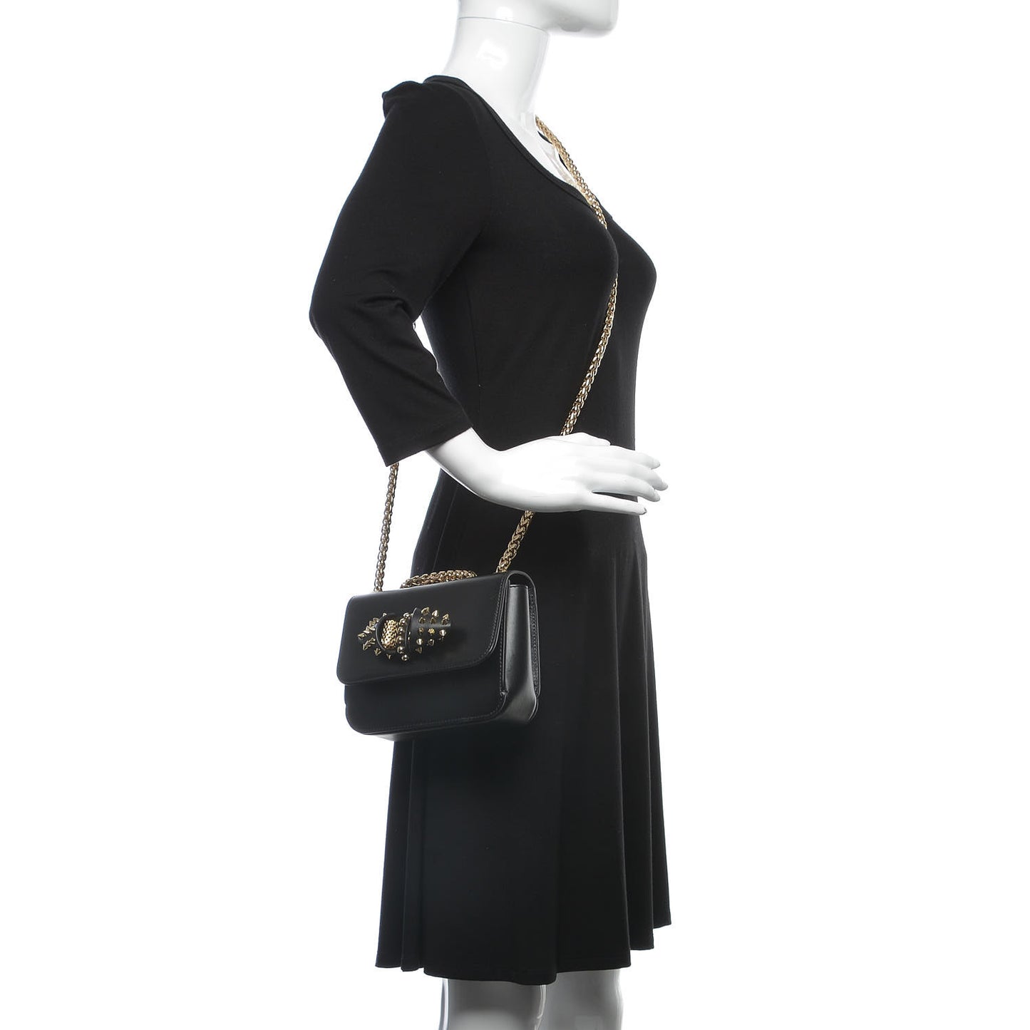 Calfskin Baby Sweety Charity NV Shoulder Bag Black