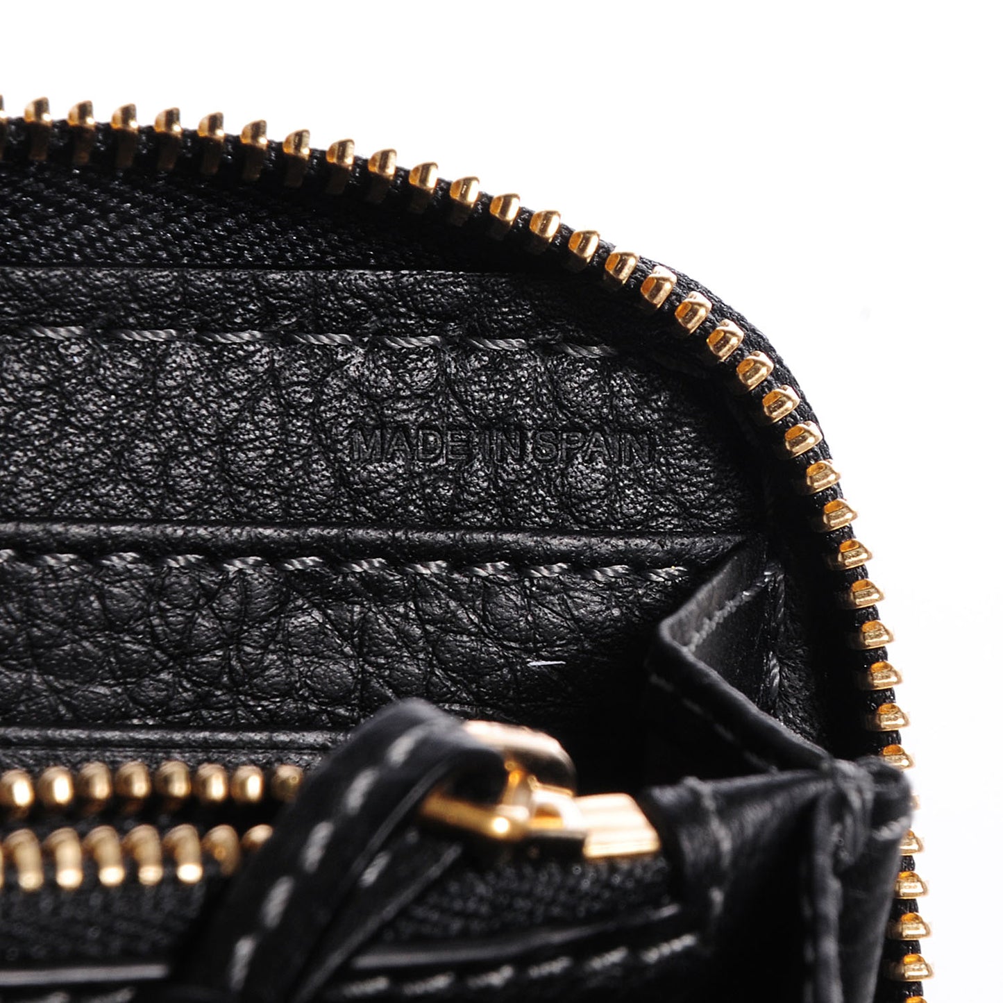 Grained Calfskin Marcie Long Zip Around Wallet Black