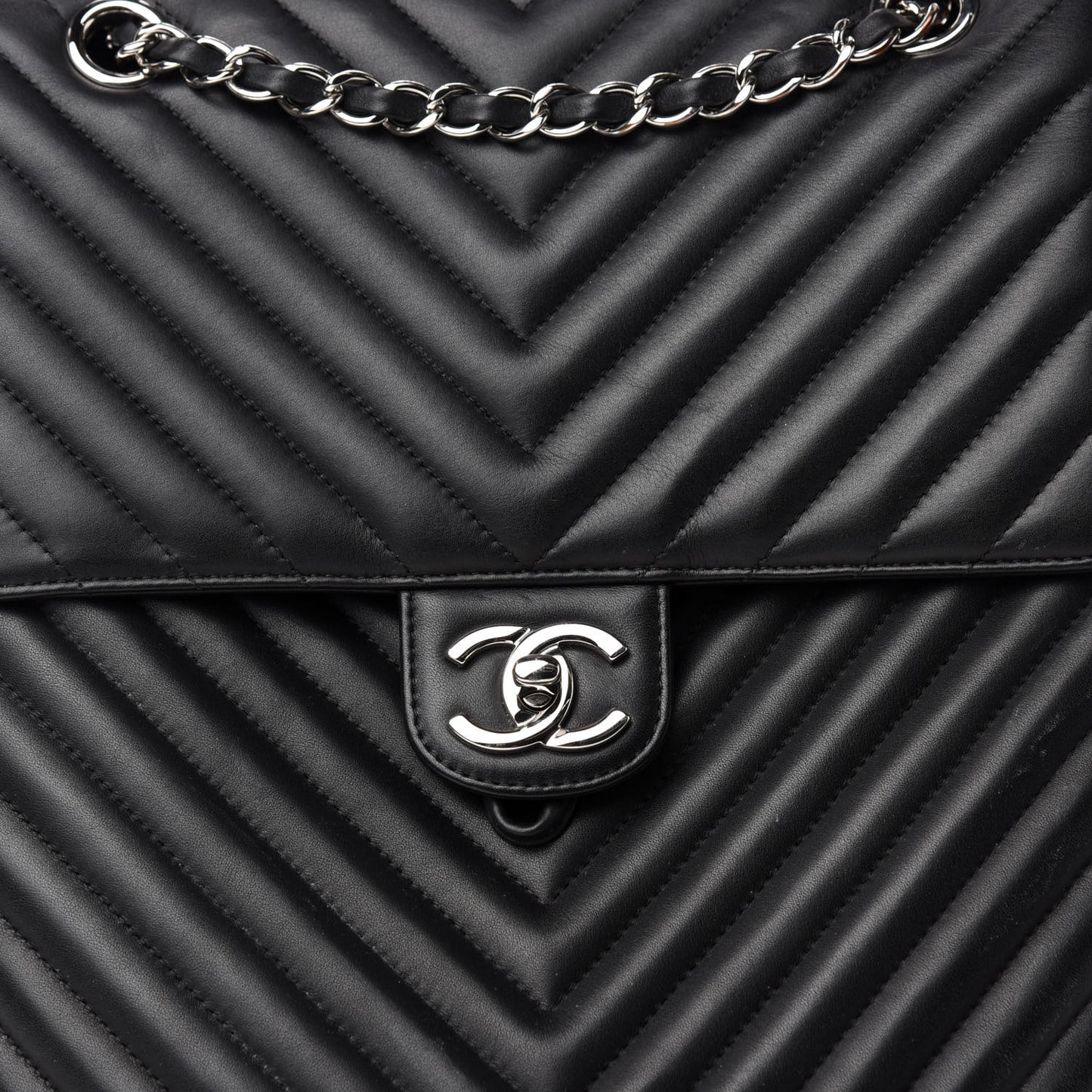 Calfskin Chevron Quilted Large Urban Spirit Backpack Black