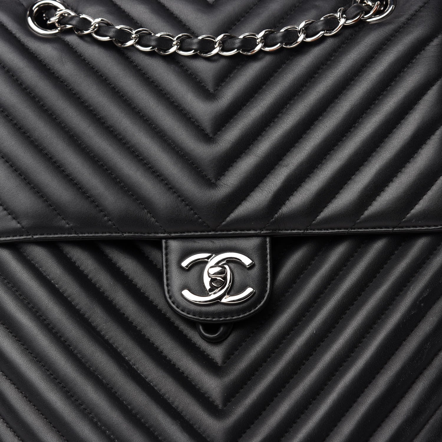 Chanel Calfskin Chevron Quilted Large Urban Spirit Backpack Black 11 of 11