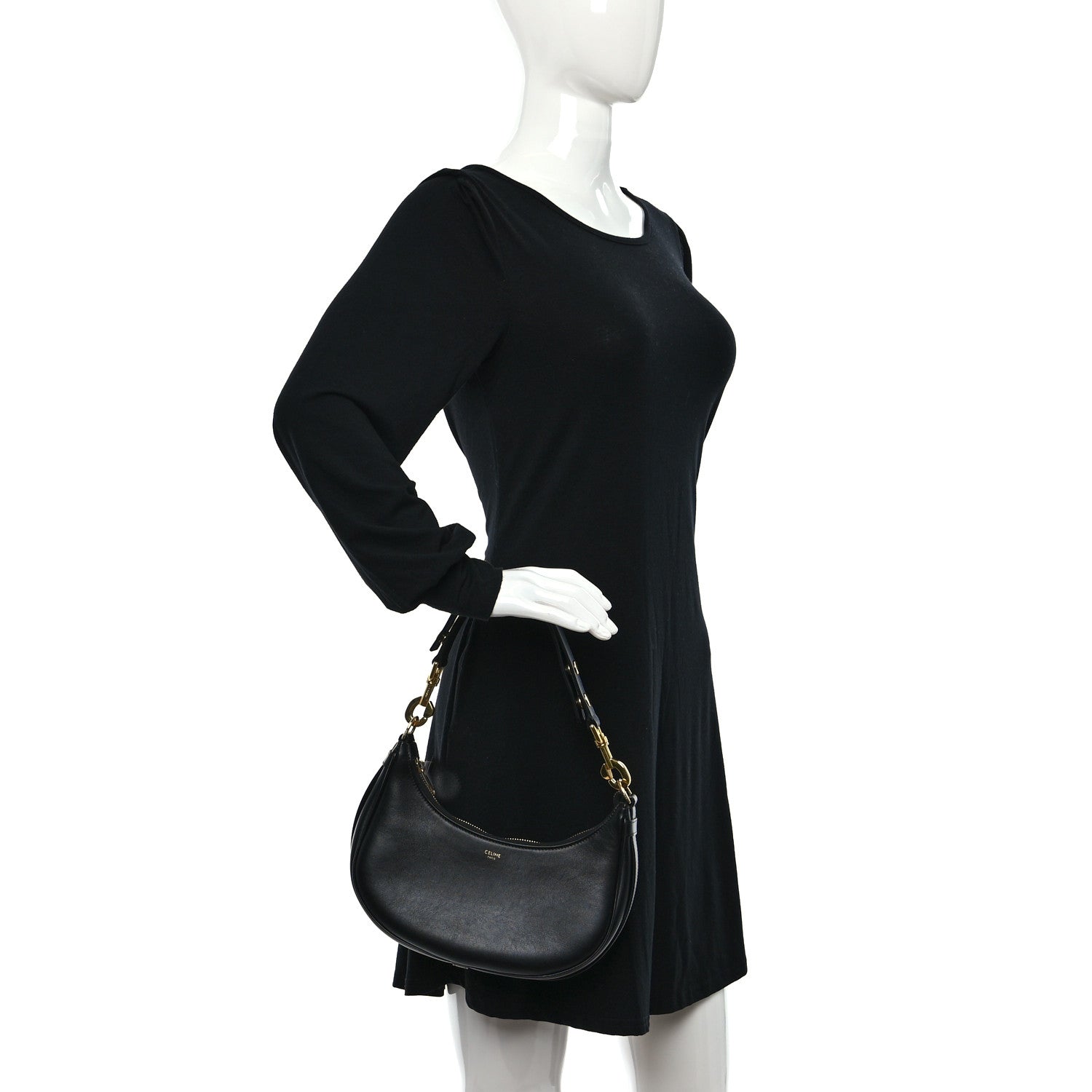 Celine Smooth Calfskin Medium Strap Ava Shoulder Bag Black 2 of 8