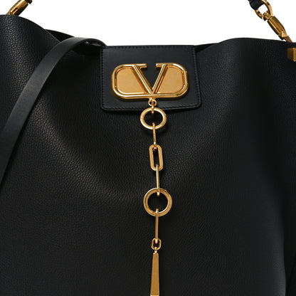 Valentino Garavani Grainy Calfskin Escape Hobo Bag Black 8 of 10