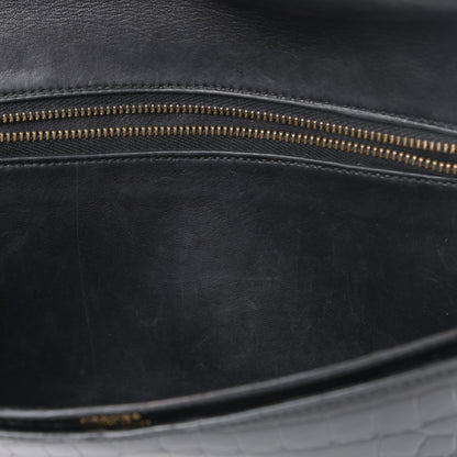 Hermes Shiny Porosus Crocodile Lydie Clutch Black 13 of 15