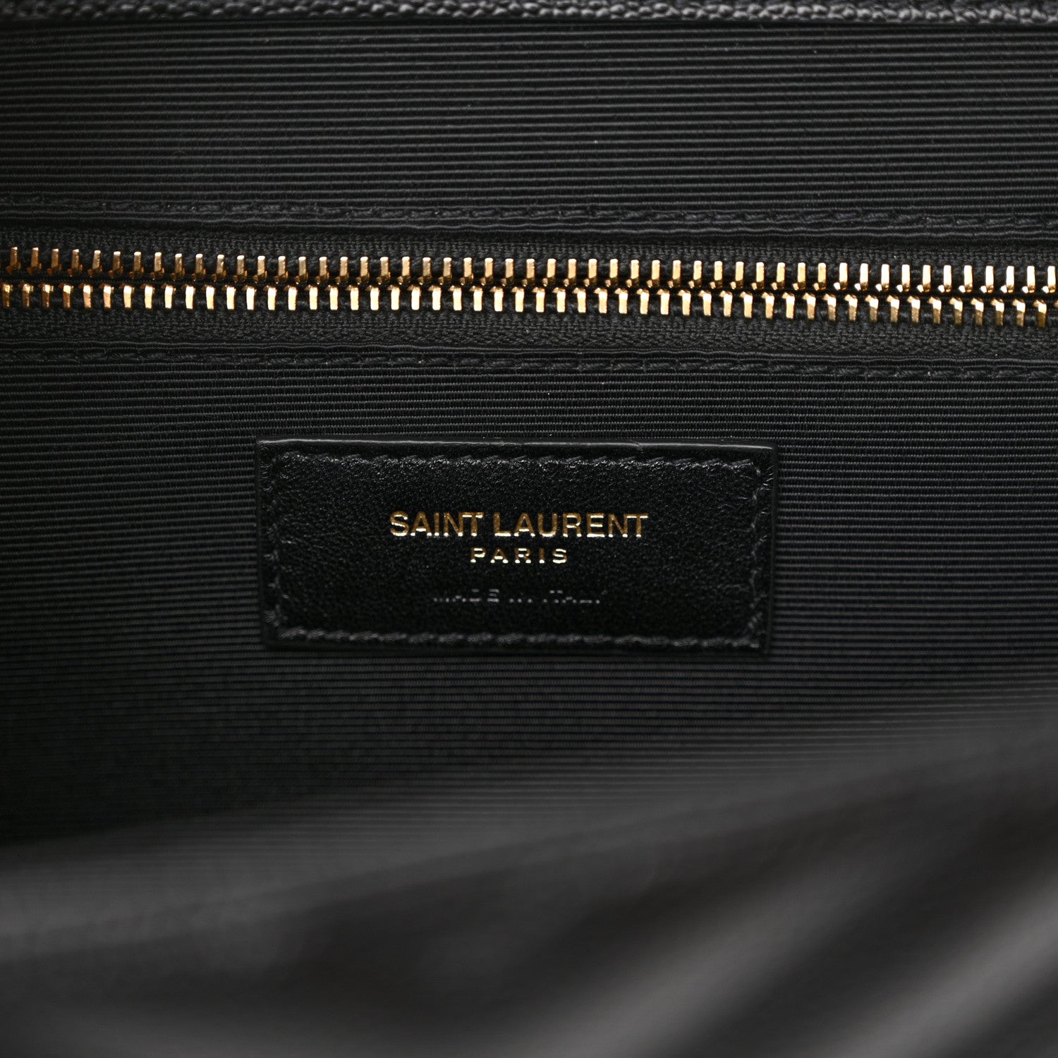 Saint Laurent Grain De Poudre Matelasse Chevron Large Monogram Satchel Black 5 of 9