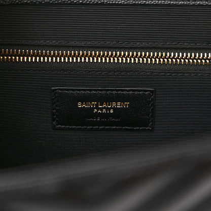 Saint Laurent Grain De Poudre Matelasse Chevron Large Monogram Satchel Black 5 of 9