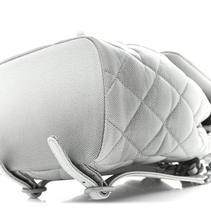 Chanel Shaded Caviar Quilted Lacquered CC My Everything Drawstring Backpack Dark Grey Light Grey 10 of 11