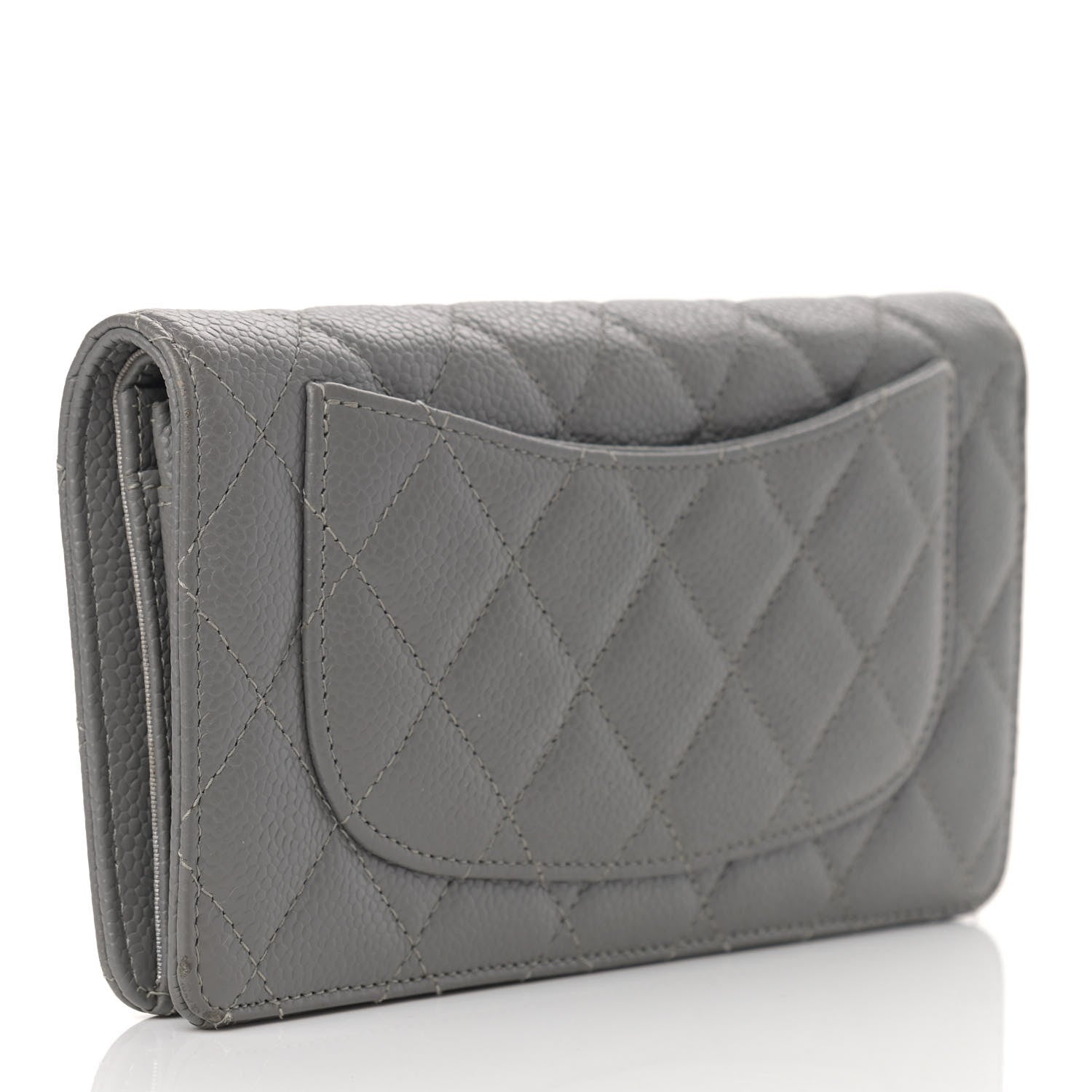 Chanel Caviar Quilted Yen Wallet Grey 3 of 12