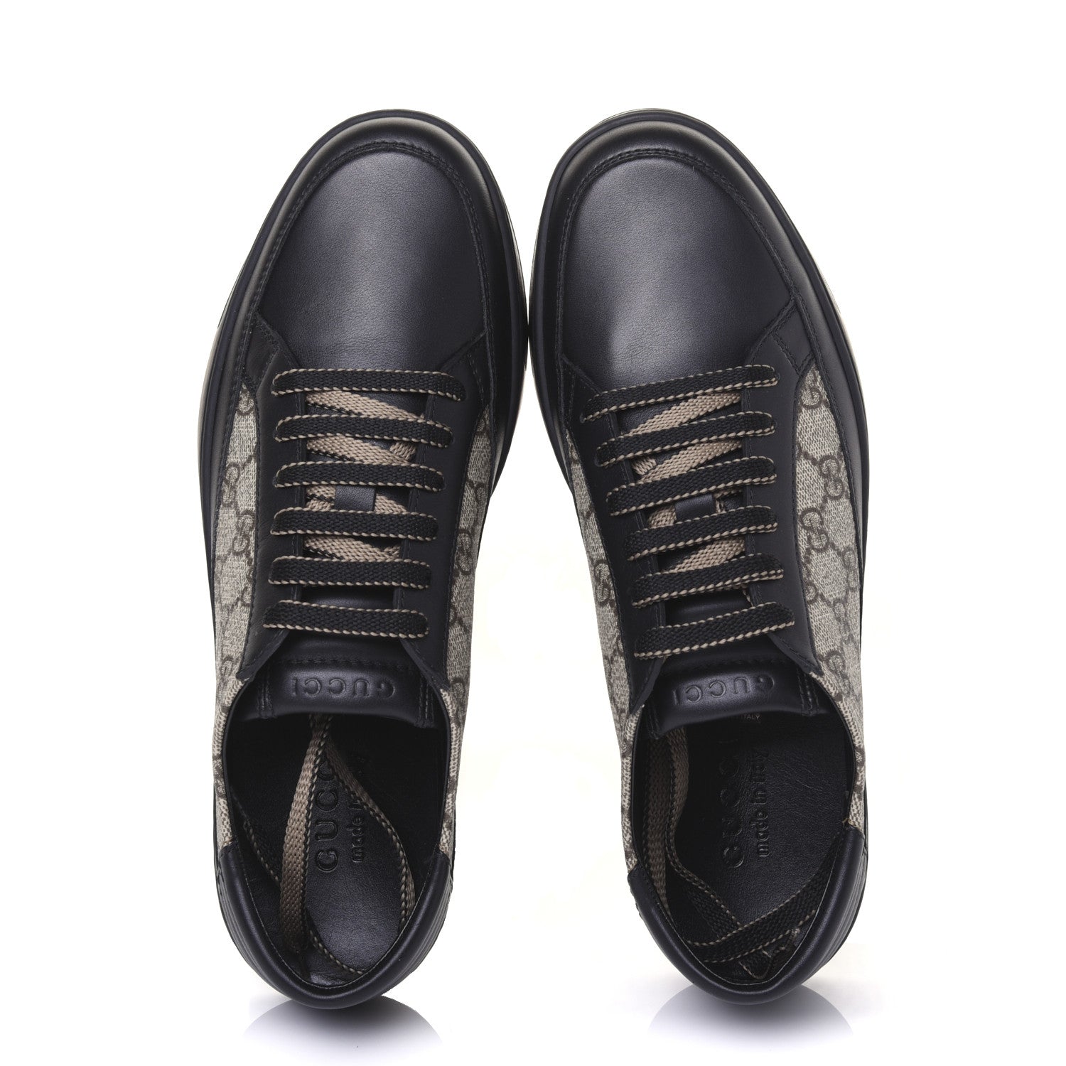 Gucci GG Supreme Monogram Mens Low Top Sneakers 8 Black Beige Ebony 5 of 10