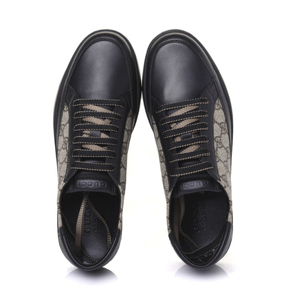 Gucci GG Supreme Monogram Mens Low Top Sneakers 8 Black Beige Ebony 5 of 10