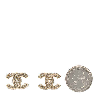 Chanel Crystal Timeless CC Earrings Light Gold 2 of 4