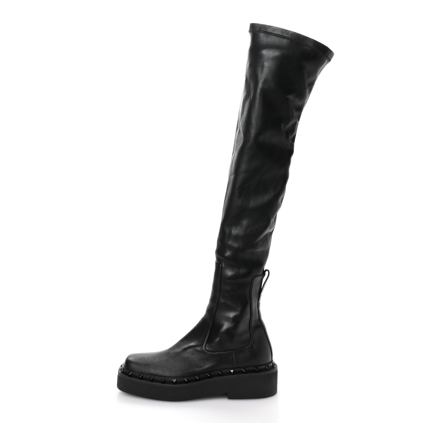 Calfskin Rockstud M-Way Over The Knee Boots 40 Black