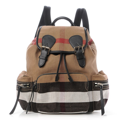Burberry Canvas Mega Check Medium Rucksack Backpack Black 1 of 8