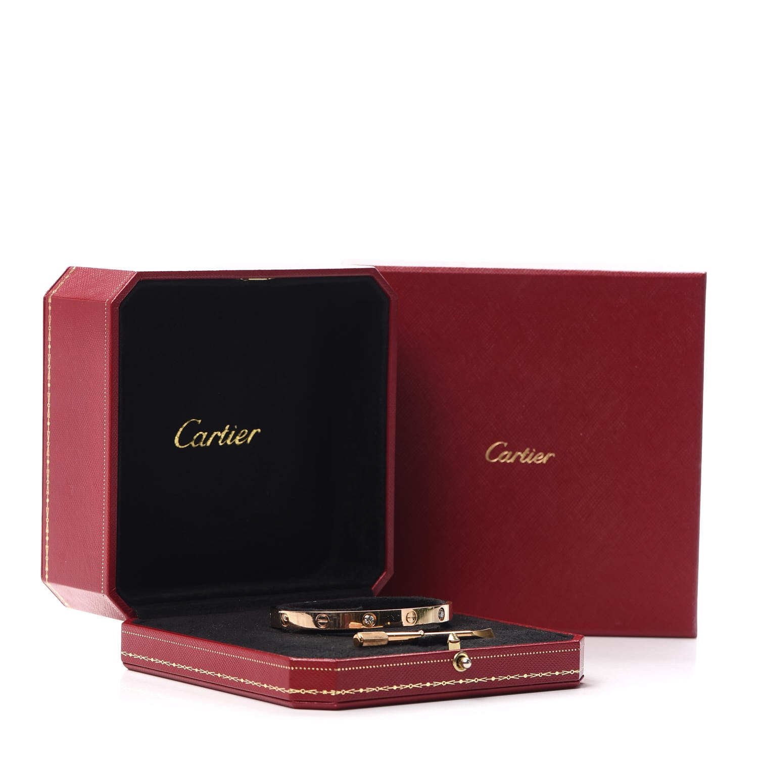 Cartier 18K Pink Gold 4 Diamond LOVE Bracelet 18 8 of 8