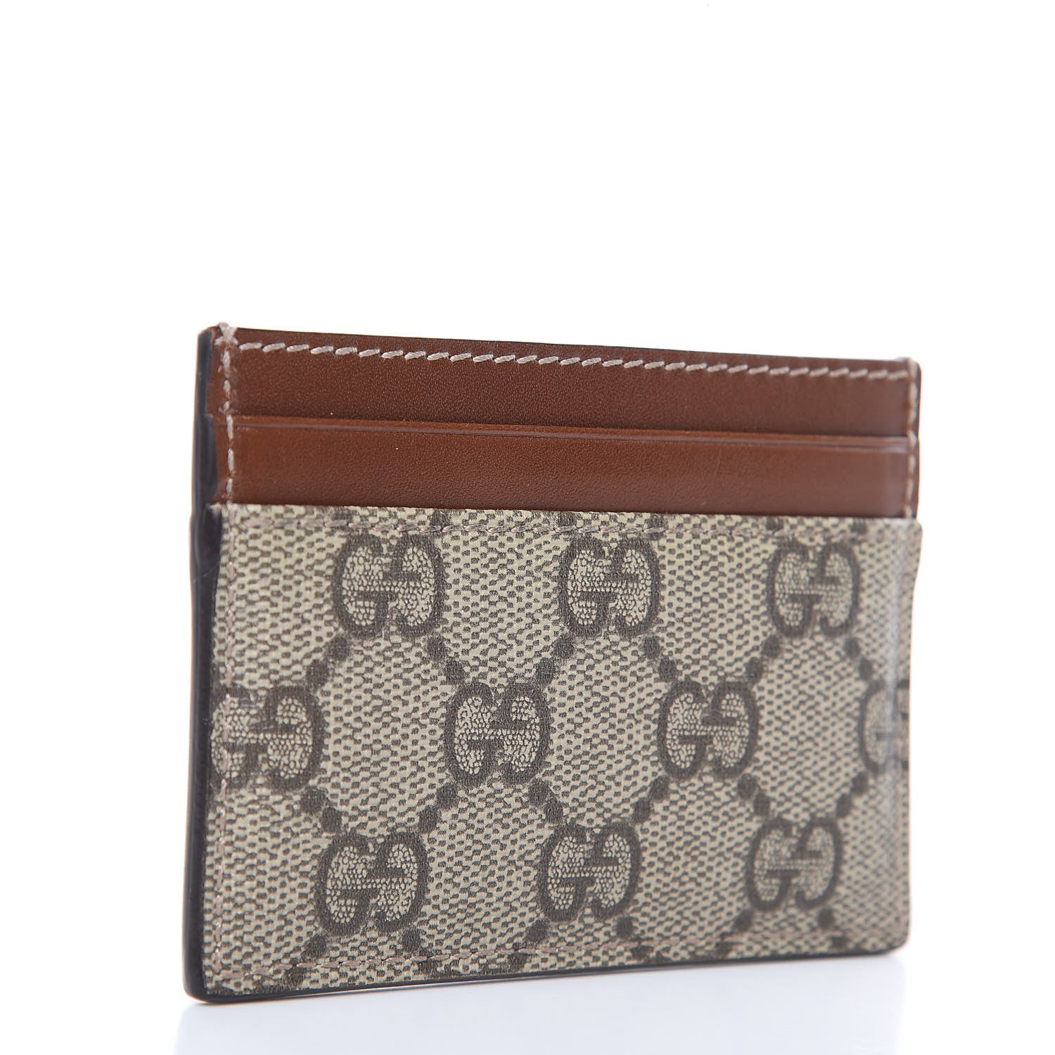 Gucci GG Supreme Monogram Calfskin Card Holder Beige Ebony Cuir 3 of 7