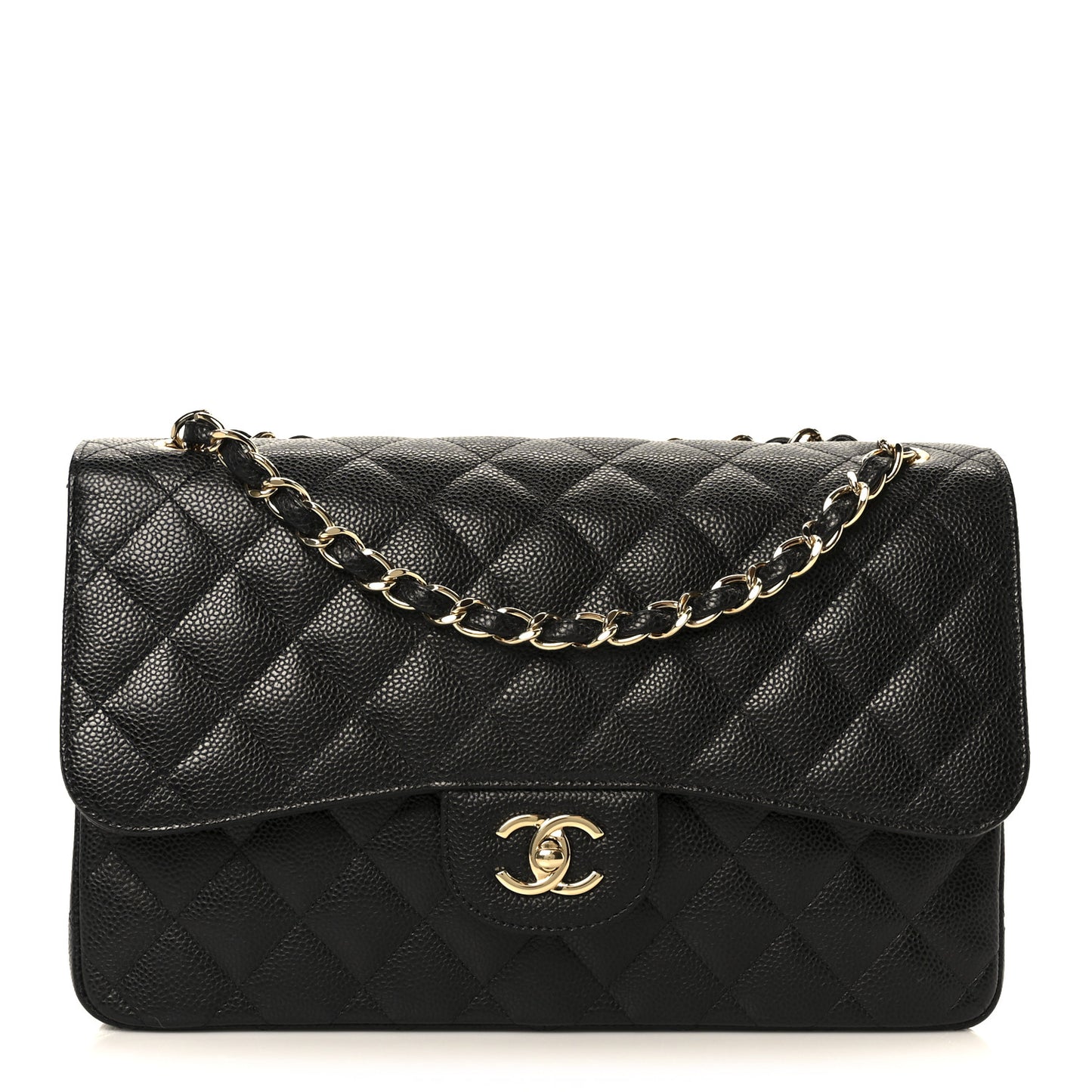 Caviar Quilted Jumbo Double Flap Black