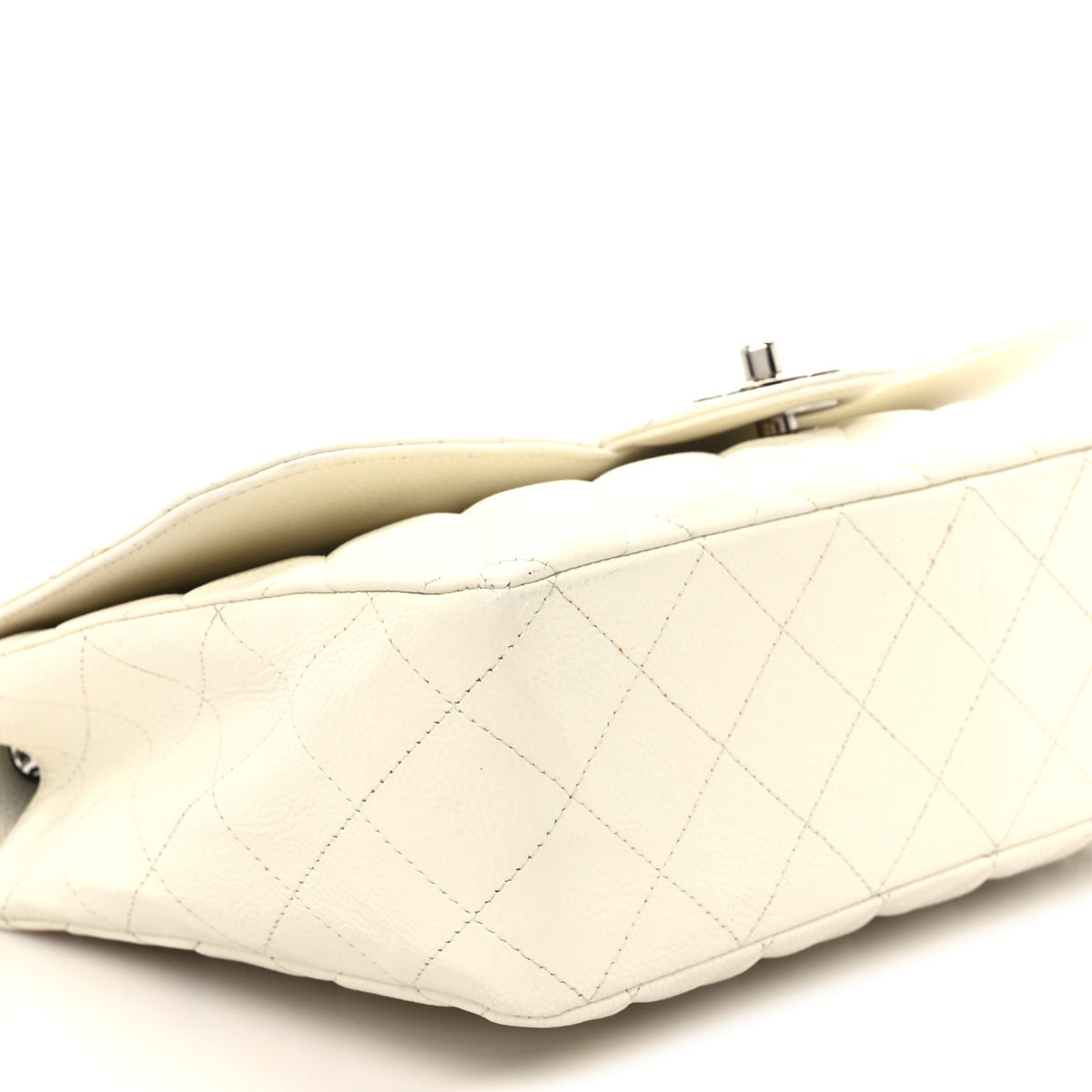Chanel Caviar Quilted Jumbo Single Flap White 10 of 12