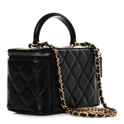 Chanel Lambskin Quilted Small Top Handle Vanity Case With Chain Black 3 of 14