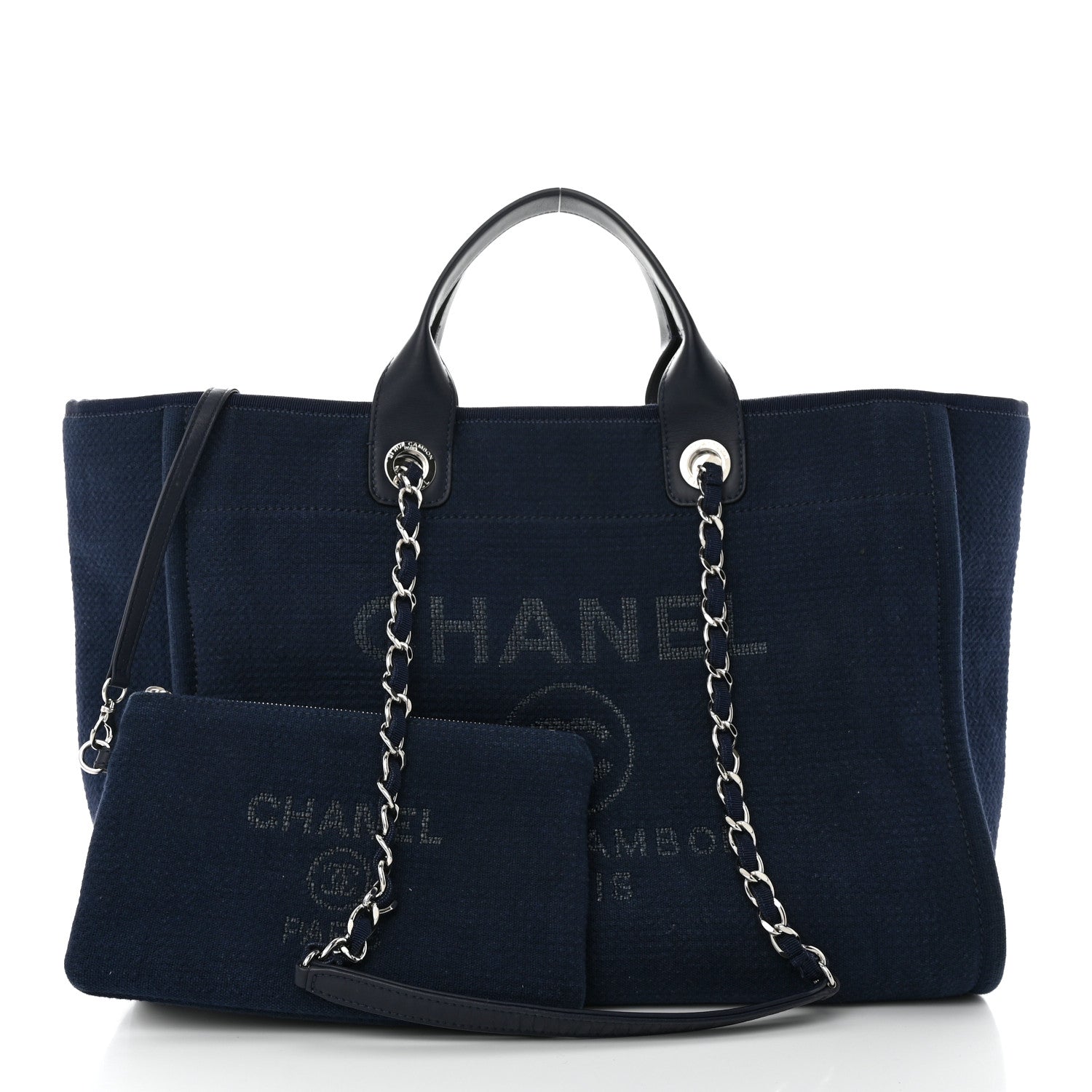 Chanel Woven Straw Raffia Medium Deauville Tote Navy 2 of 11