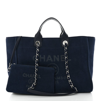 Chanel Woven Straw Raffia Medium Deauville Tote Navy 2 of 11