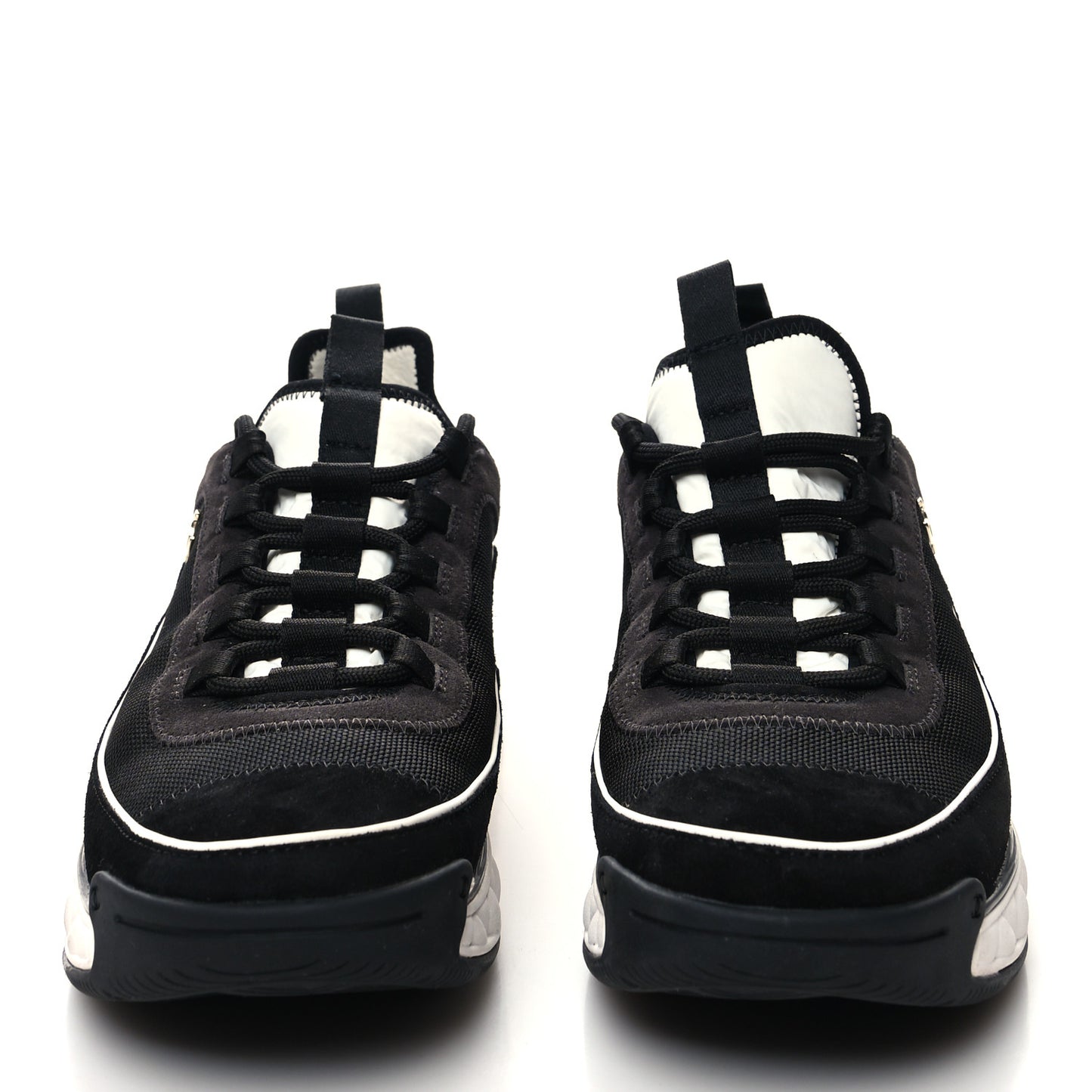 Velvet Calfskin Mixed Fibers CC Sneakers 40 Black