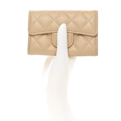 Chanel Caviar Quilted Flap Card Holder Wallet Beige 2 of 9