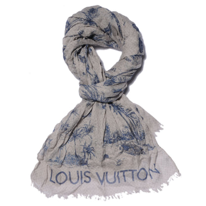 Louis Vuitton Cotton Linen Toile Etole De Louis Pareo Blue 1 of 6