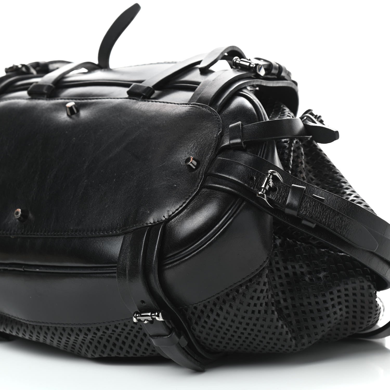 Burberry Perforated Calfskin Belted Bag Black 10 of 11